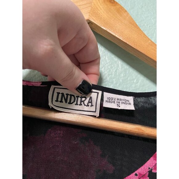 Vintage Indira Women's Pink and Black Button Up Dress with Tie Size Small - Picture 7 of 9